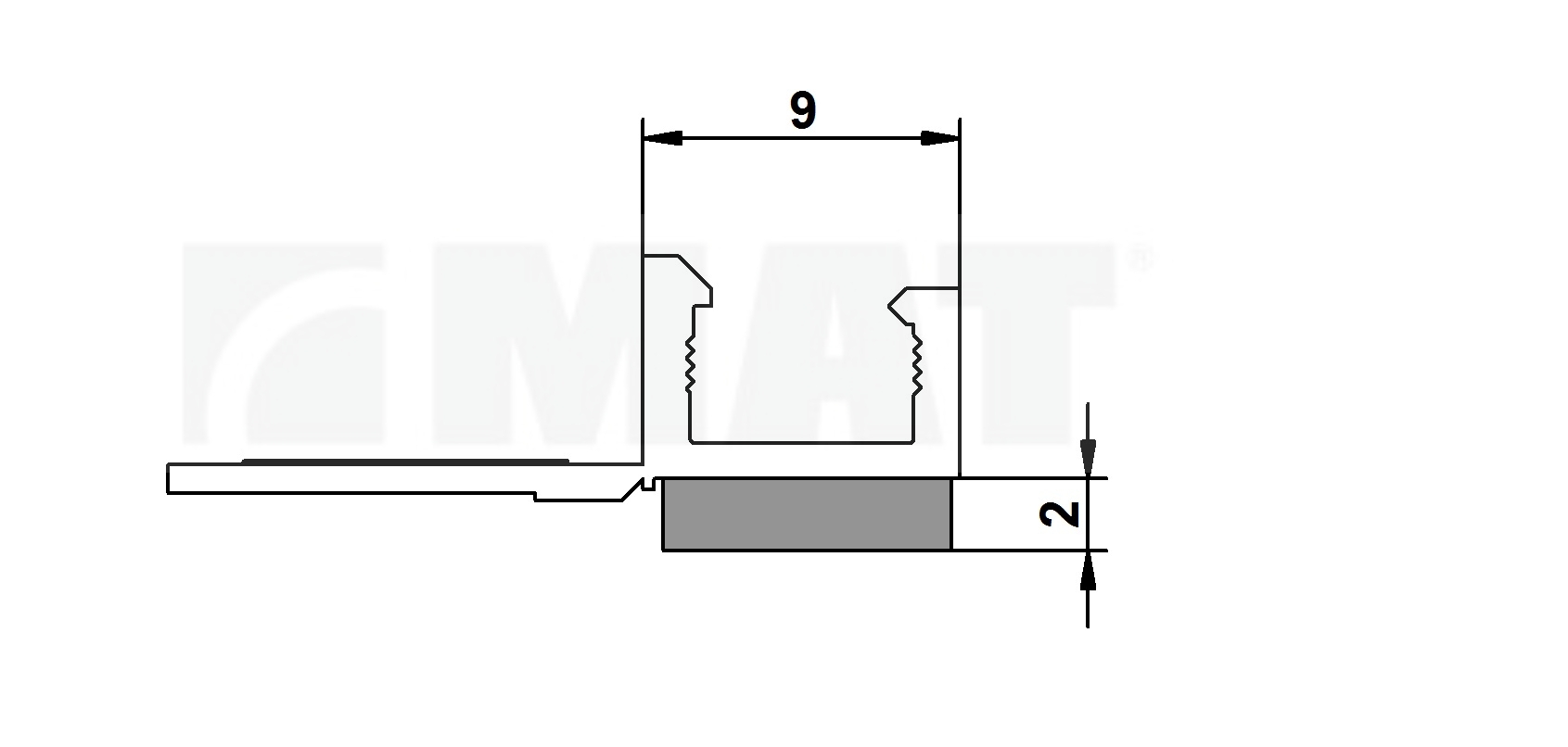 PVC profile for connecting to window, code A/02